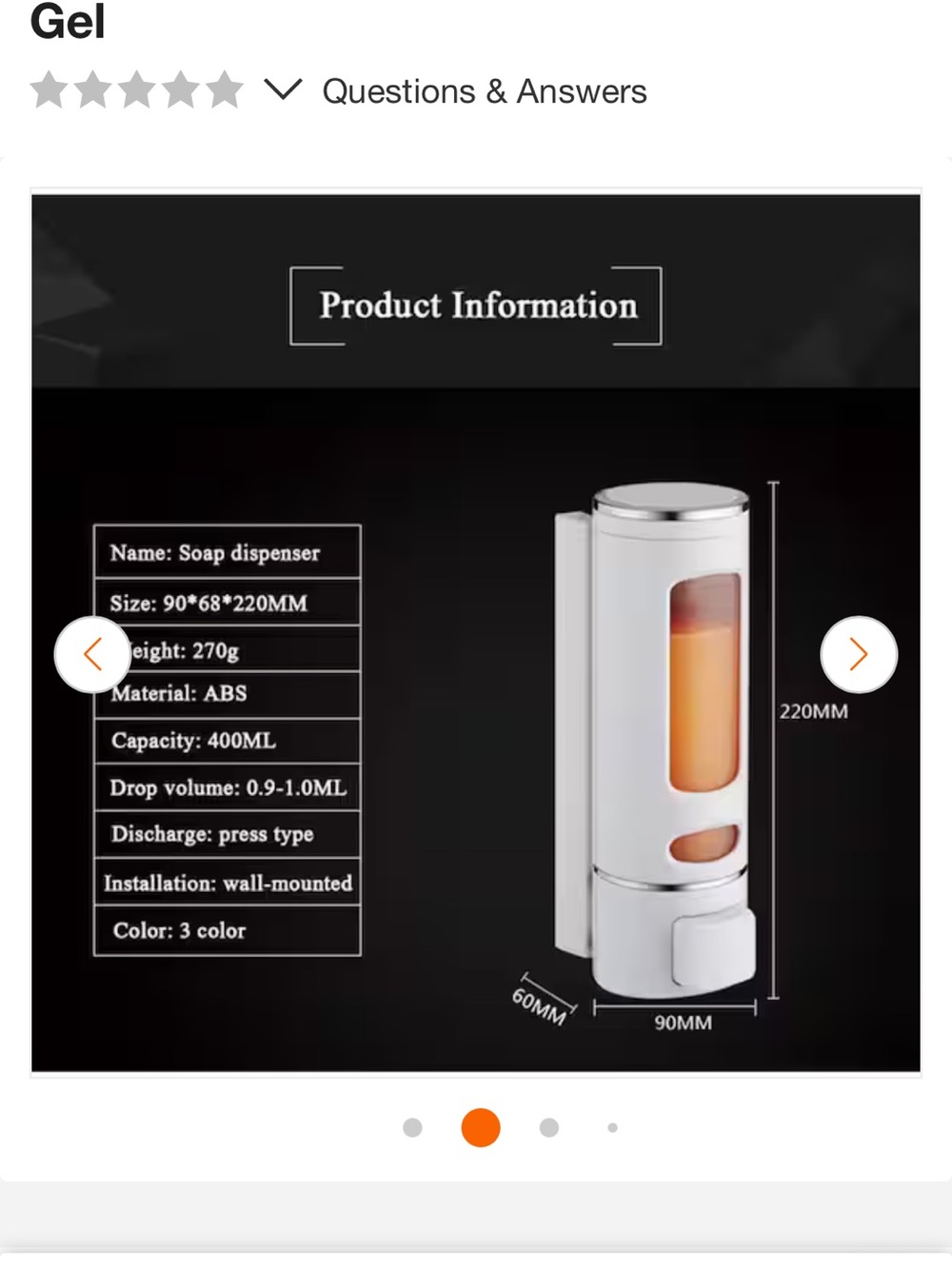 Wall-Mounted Liquid Soap Dispenser  gold with Transparent Window